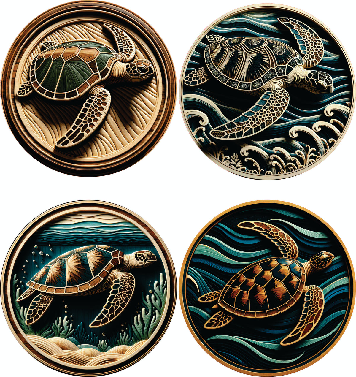 Coaster Sea Turtle Set of 4