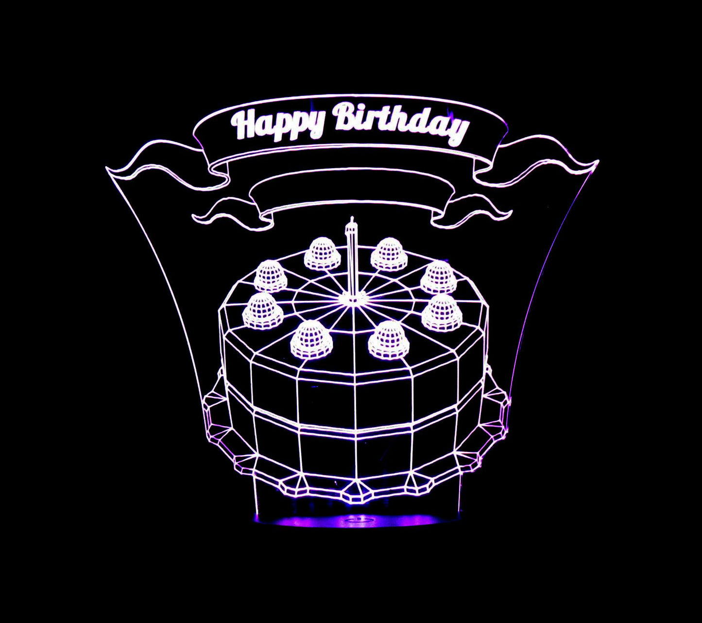 Birthday Cake 3-D Optical Illusion LED Desk, Table, Night Lamp