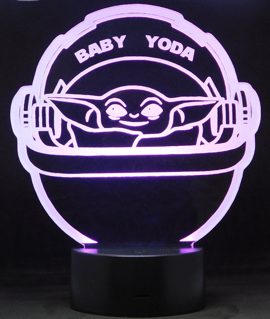 Baby Yoda 3-D Optical Illusion LED Multicolor Lamp