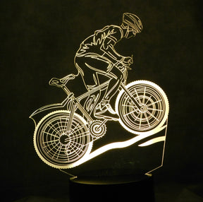 Bicycle Rider 3-D Optical Illusion Multicolored Light