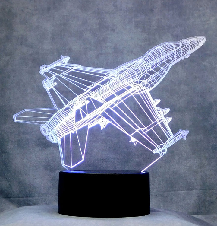 F-18 Super Hornet Fighter Jet 3-D Optical Illusion Multicolored LED Lamp