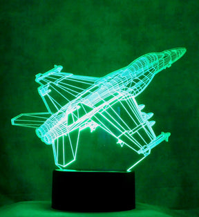 F-18 Super Hornet Fighter Jet 3-D Optical Illusion Multicolored LED Lamp