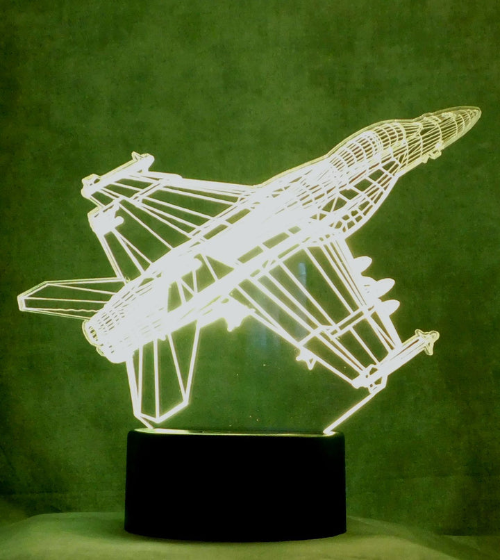 F-18 Super Hornet Fighter Jet 3-D Optical Illusion Multicolored LED Lamp