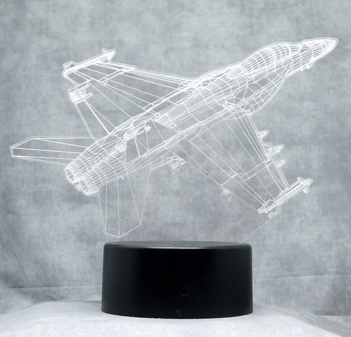 F-18 Super Hornet Fighter Jet 3-D Optical Illusion Multicolored LED Lamp
