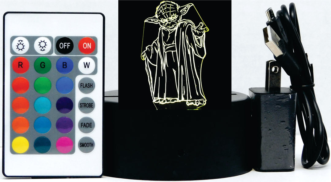 Yoda 3-D Optical Illusion Multicolored Light