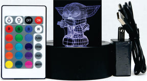 Baby Yoda Standing 3-D Optical Illusion LED Multicolor Lamp