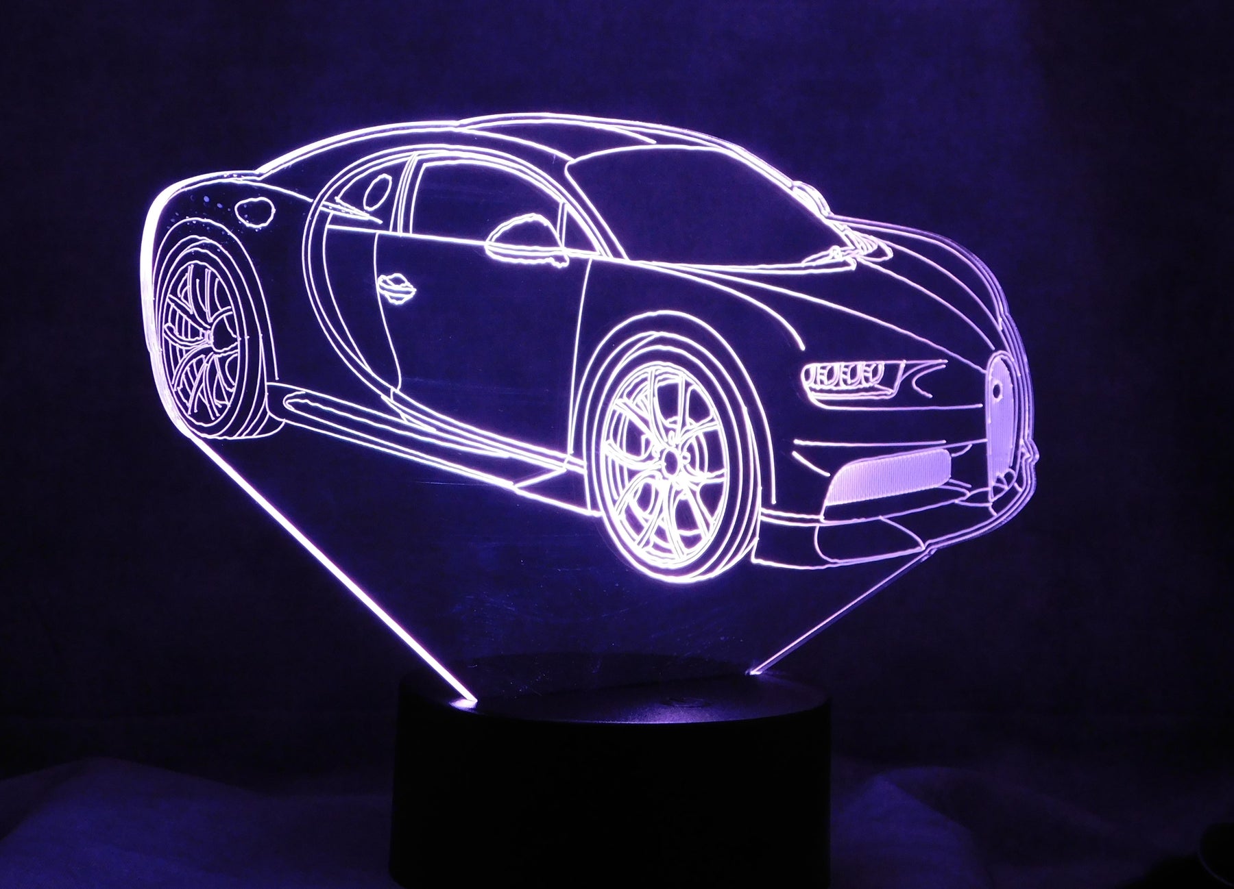 Bugatti Chiron 3-D Optical Illusion Multicolored Light