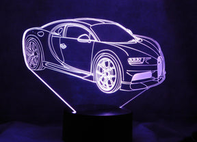 Bugatti Chiron 3-D Optical Illusion Multicolored Light