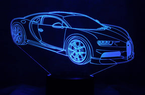 Bugatti Chiron 3-D Optical Illusion Multicolored Light