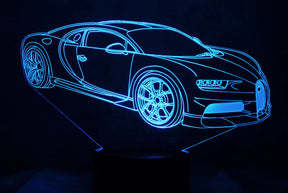 Bugatti Chiron 3-D Optical Illusion Multicolored Light