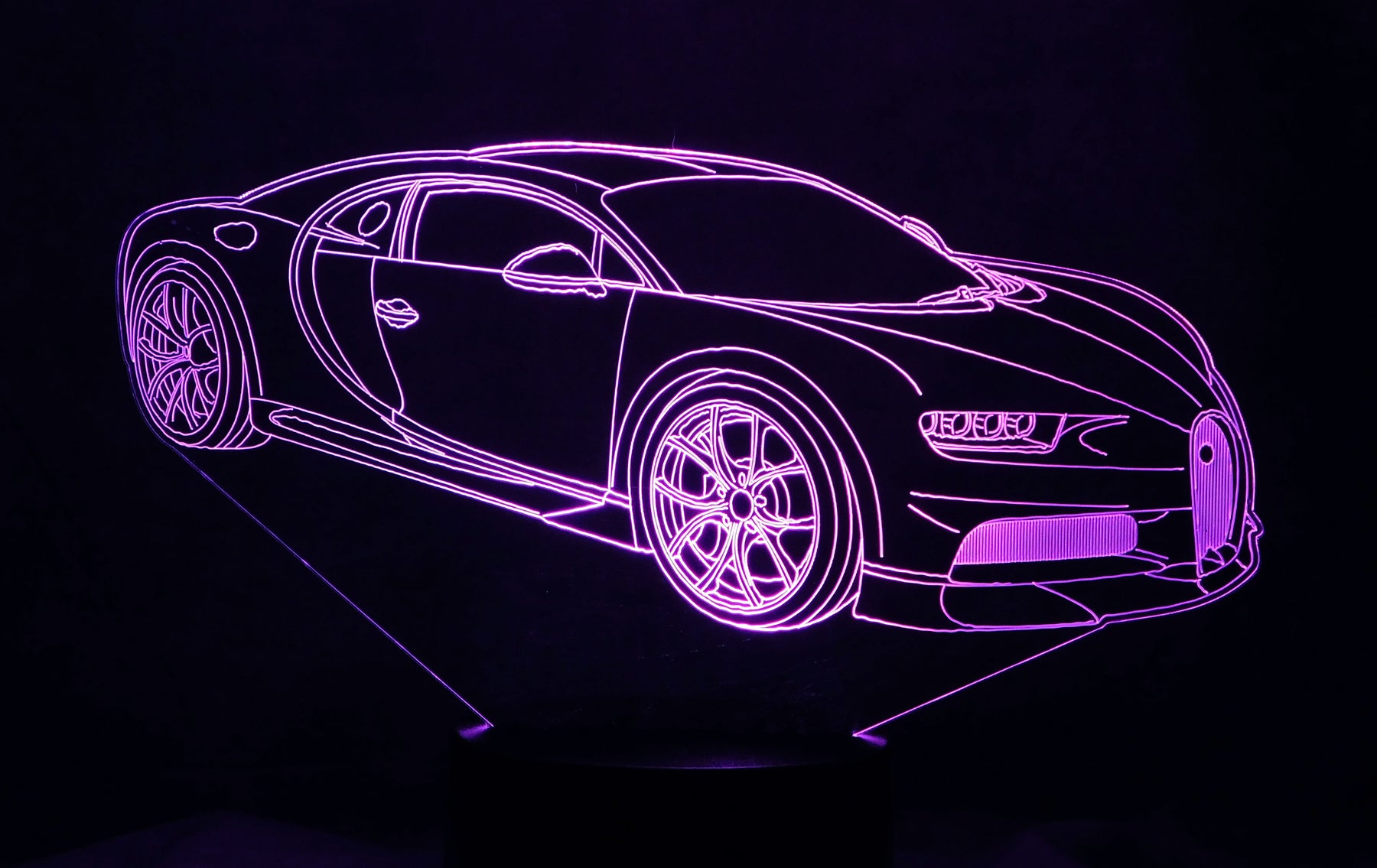 Bugatti Chiron 3-D Optical Illusion Multicolored Light