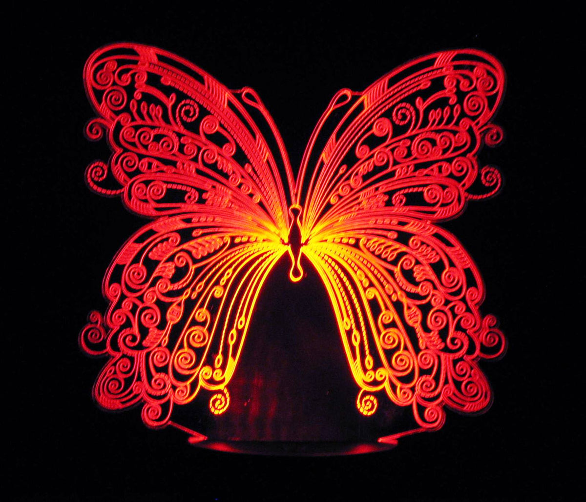 Butterfly 3-D Optical Illusion Multicolored Light