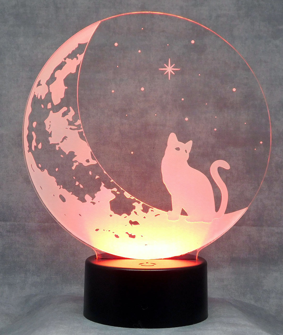 Cat on the Moon 3-D Optical Illusion Multicolored Light