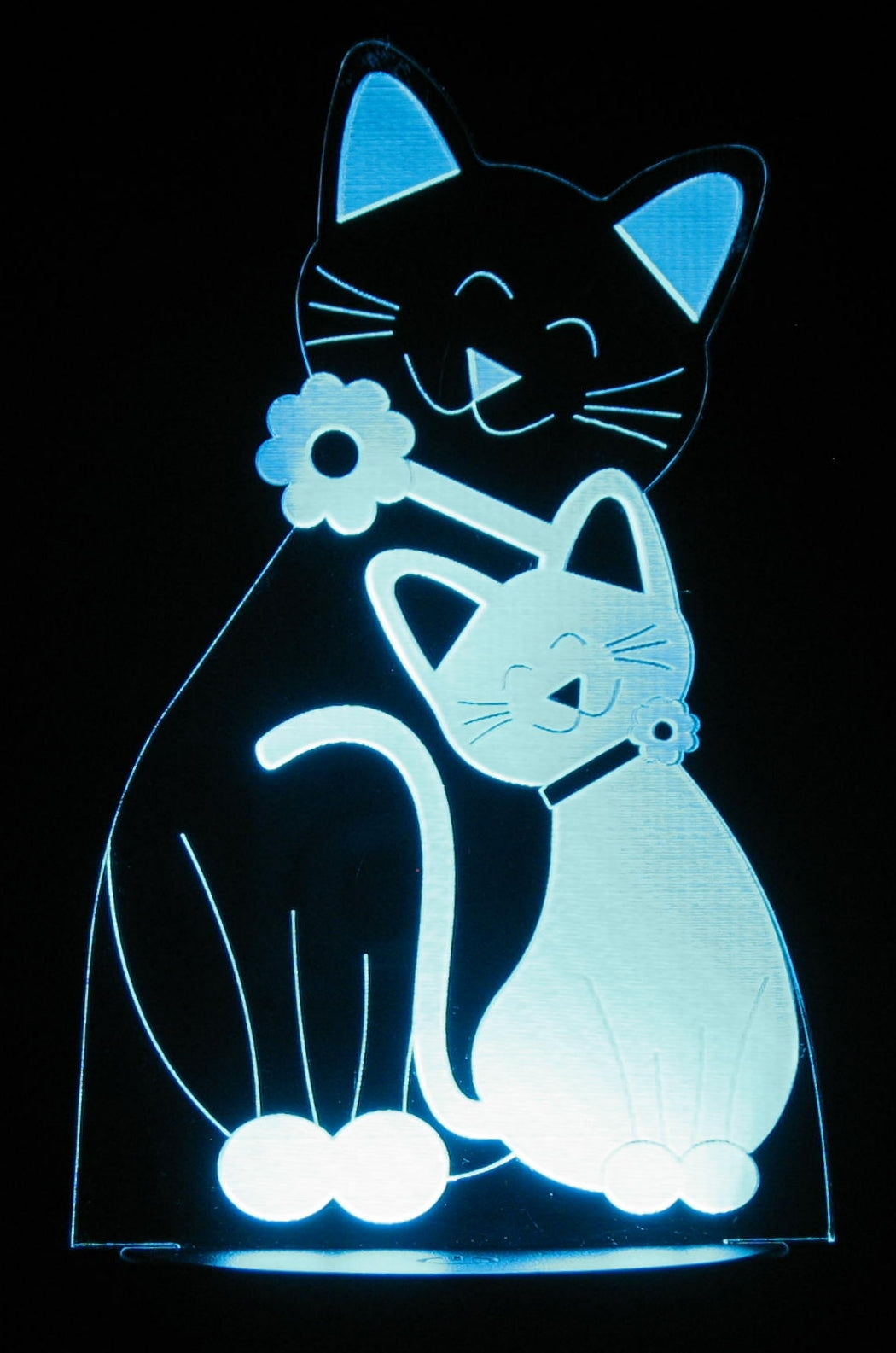 Cat & Kitten 3-D Optical Illusion Multicolored Light