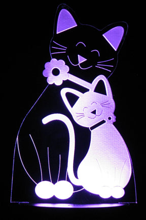 Cat & Kitten 3-D Optical Illusion Multicolored Light