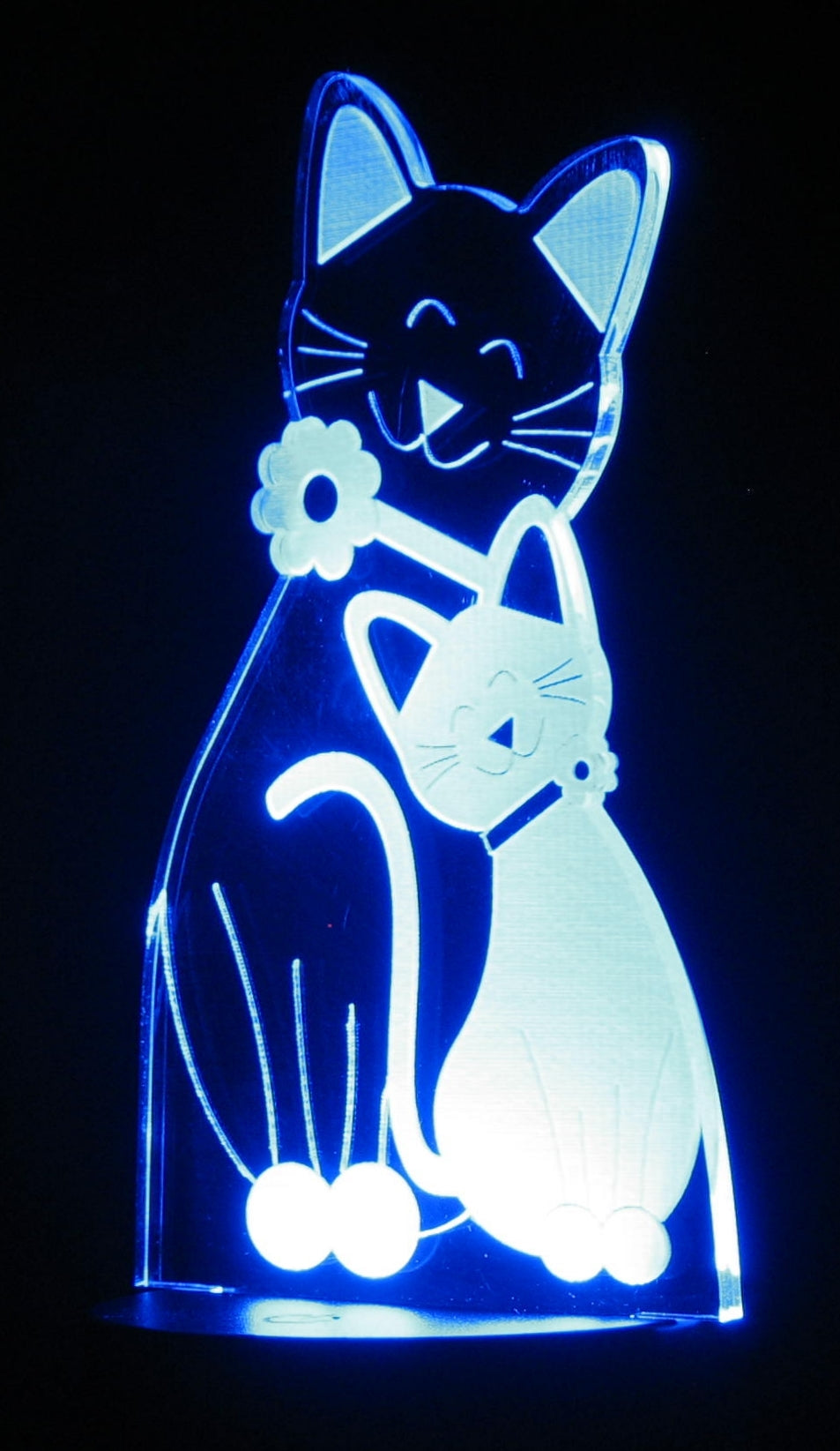 Cat & Kitten 3-D Optical Illusion Multicolored Light