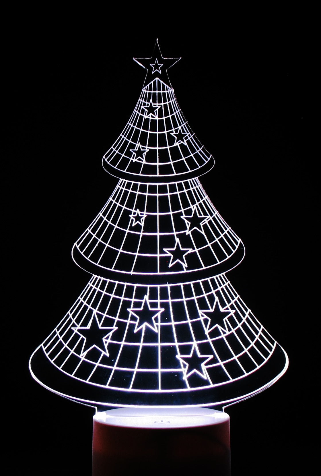 Christmas Trees 3-D Optical Illusion Multicolored Lamp