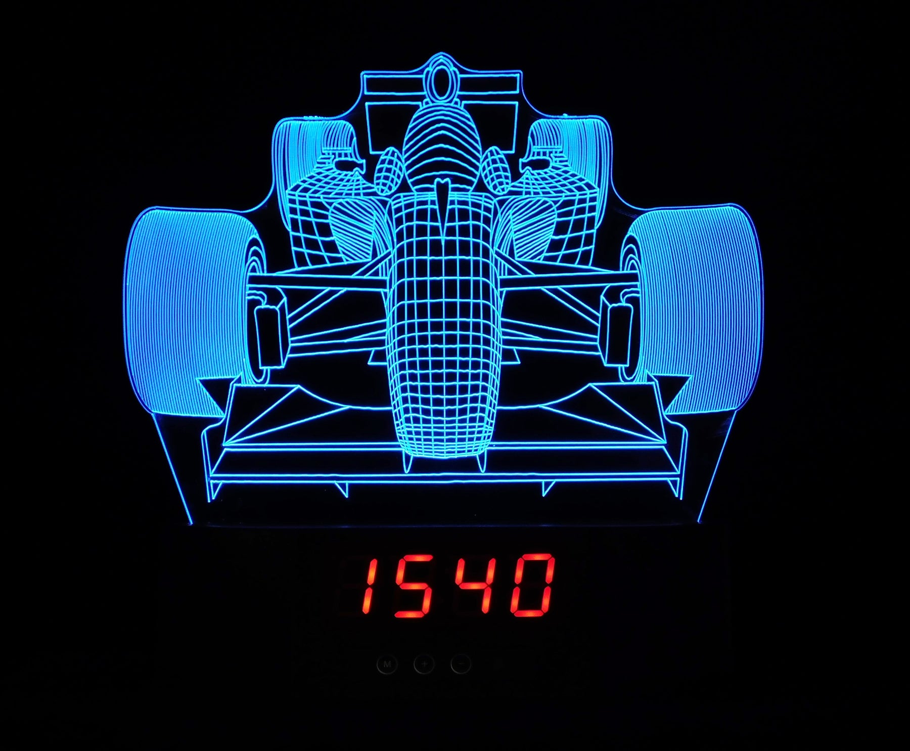 Formula 1 Front of Race Car 3-D Optical Illusion Multicolored LED Clock/Lamp