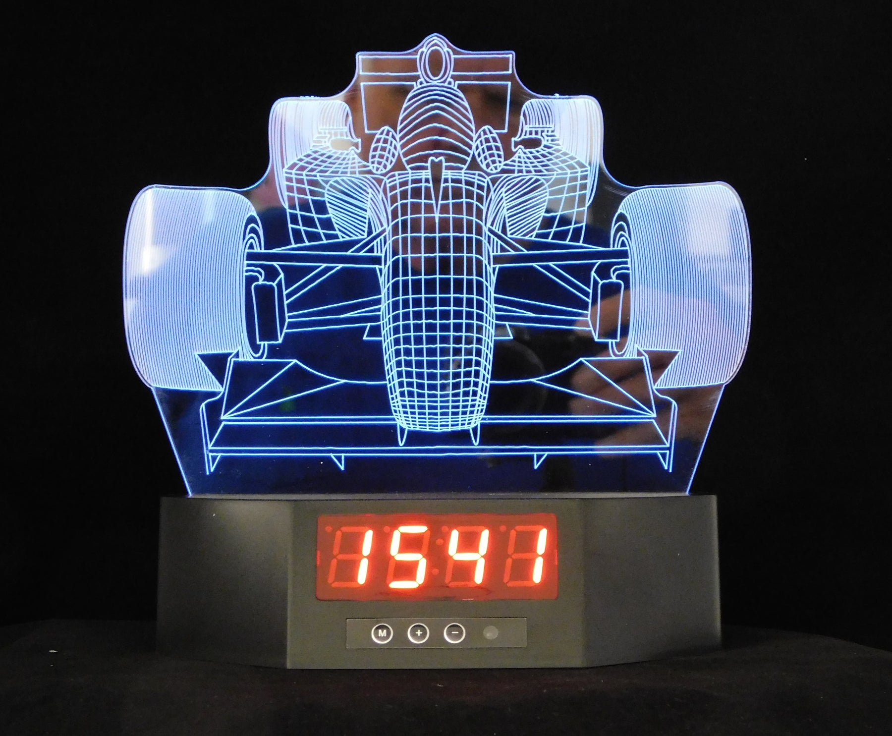 Formula 1 Front of Race Car 3-D Optical Illusion Multicolored LED Clock/Lamp