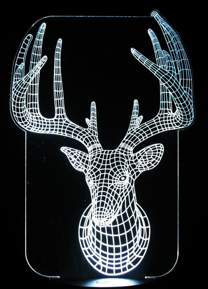 Deer Head Trophy 3-D Optical Illusion Multicolored Light