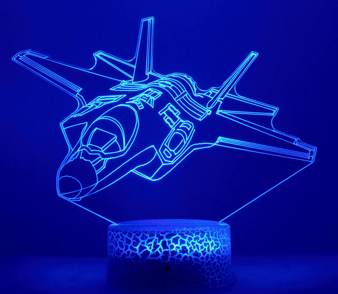 F-35 Lighting II Fighter Jet 3-D Optical Illusion Multicolored LED Lamp