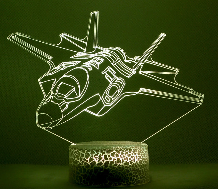 F-35 Lighting II Fighter Jet 3-D Optical Illusion Multicolored LED Lamp