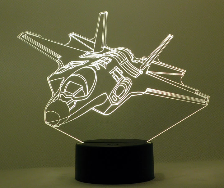 F-35 Lighting II Fighter Jet 3-D Optical Illusion Multicolored LED Lamp
