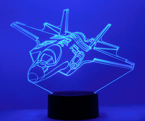 F-35 Lighting II Fighter Jet 3-D Optical Illusion Multicolored LED Lamp