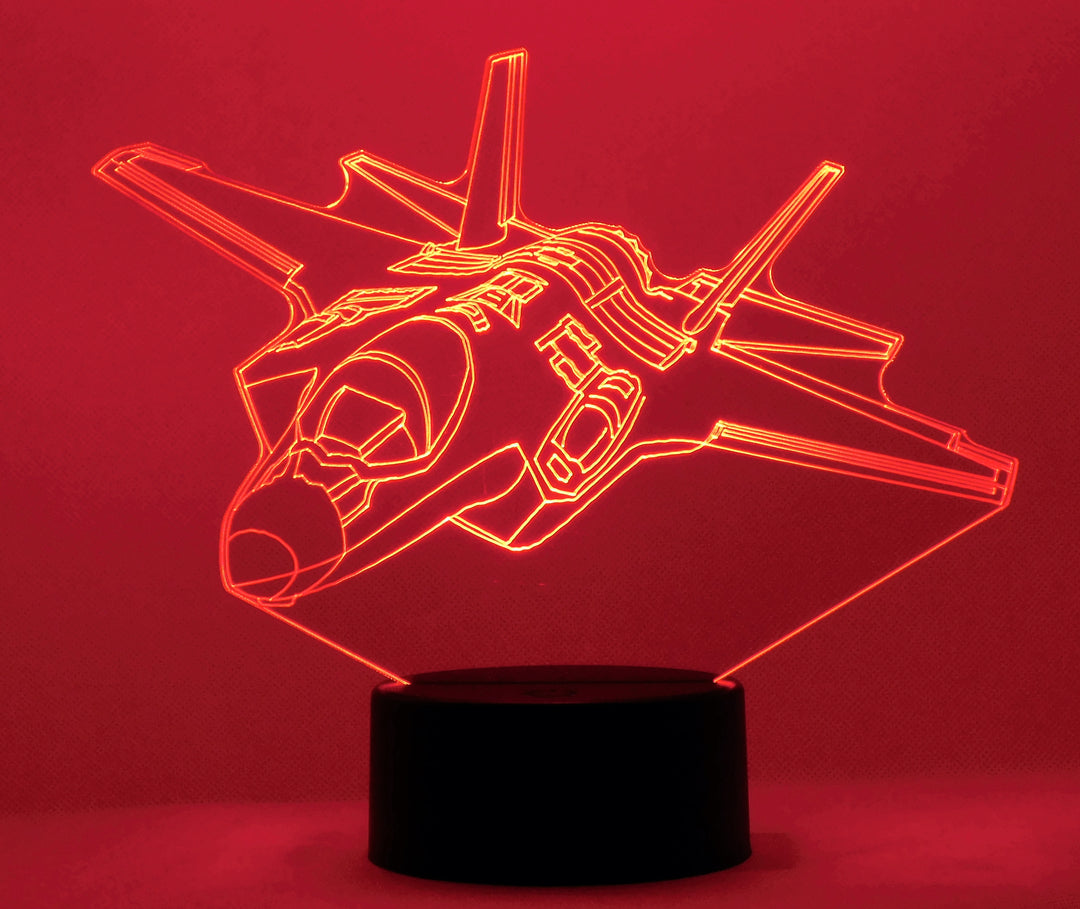 F-35 Lighting II Fighter Jet 3-D Optical Illusion Multicolored LED Lamp