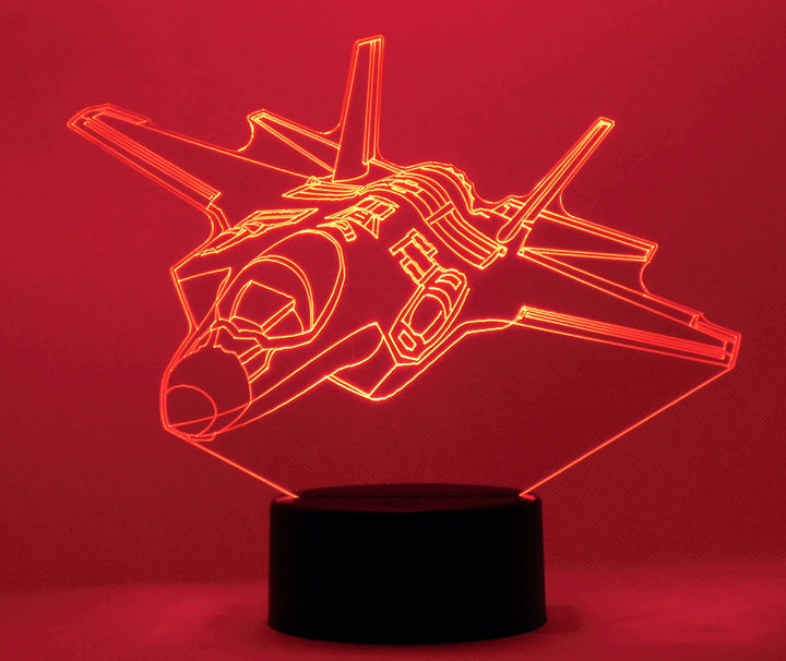 F-35 Lighting II Fighter Jet 3-D Optical Illusion Multicolored LED Lamp