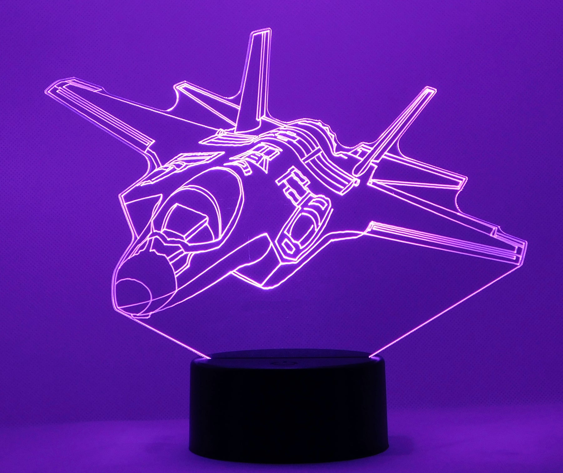 F-35 Lighting II Fighter Jet 3-D Optical Illusion Multicolored LED Lamp