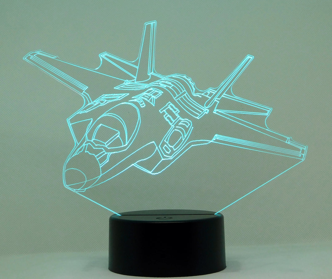 F-35 Lighting II Fighter Jet 3-D Optical Illusion Multicolored LED Lamp