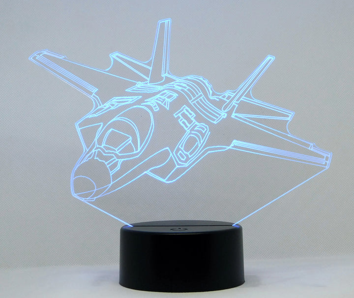 F-35 Lighting II Fighter Jet 3-D Optical Illusion Multicolored LED Lamp