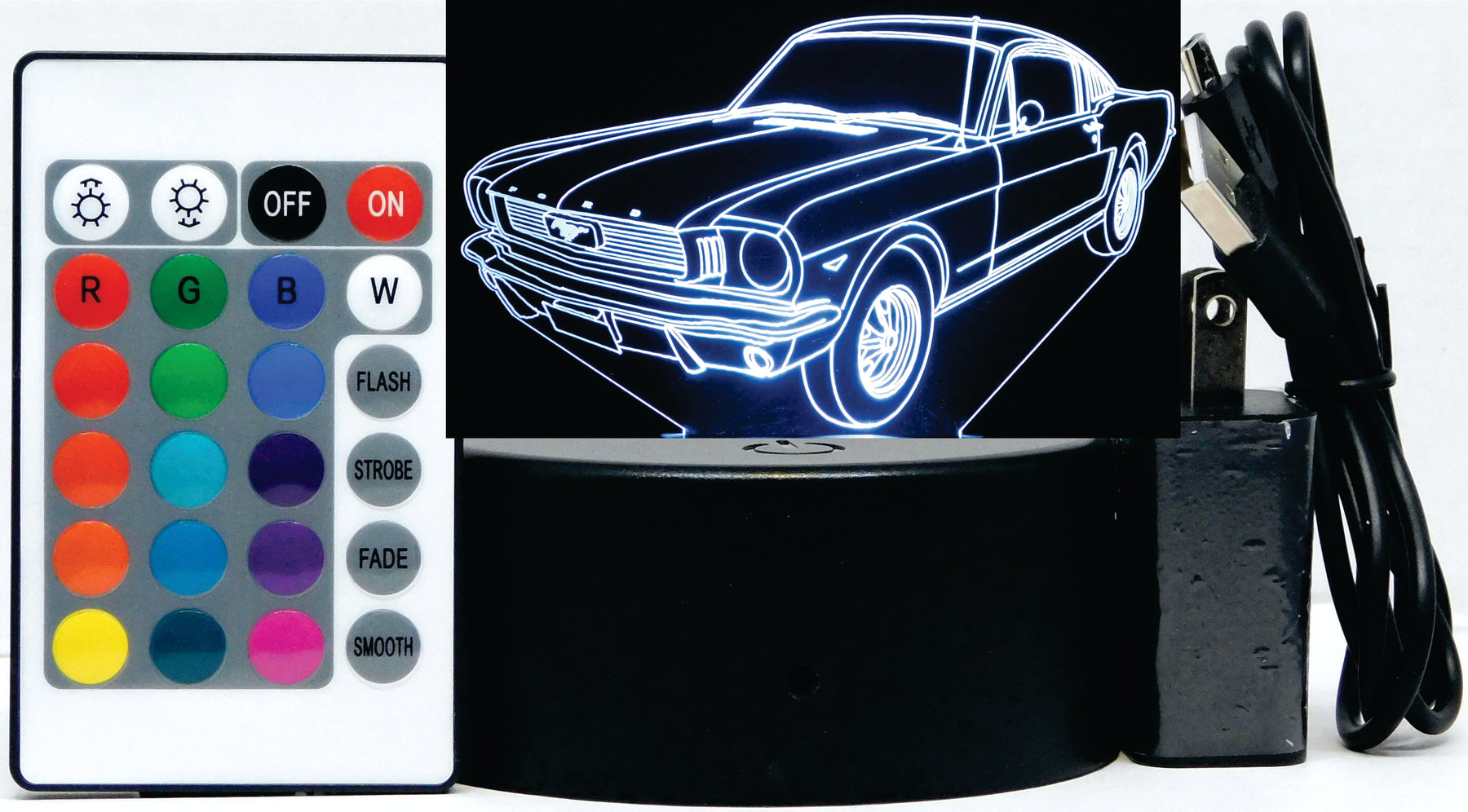 Mustang Fastback 2+2 1966 3-D Optical Illusion Multicolored Light