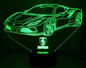 Ferrari F8 Tributo 3-D Optical Illusion Multicolored LED Lamp