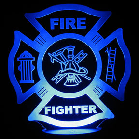 Firefighter Logo 3-D Optical Illusion Multicolored LED Lamp