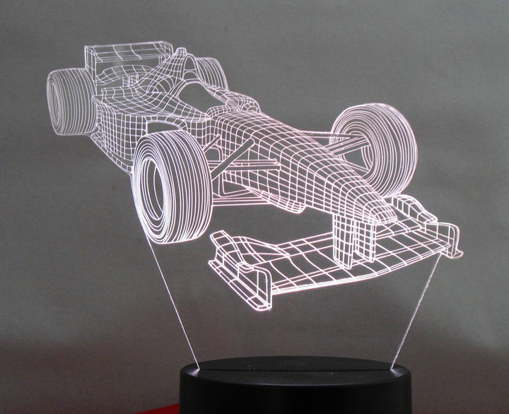 Formula One Race Car 3-D Optical Illusion Multicolored Light