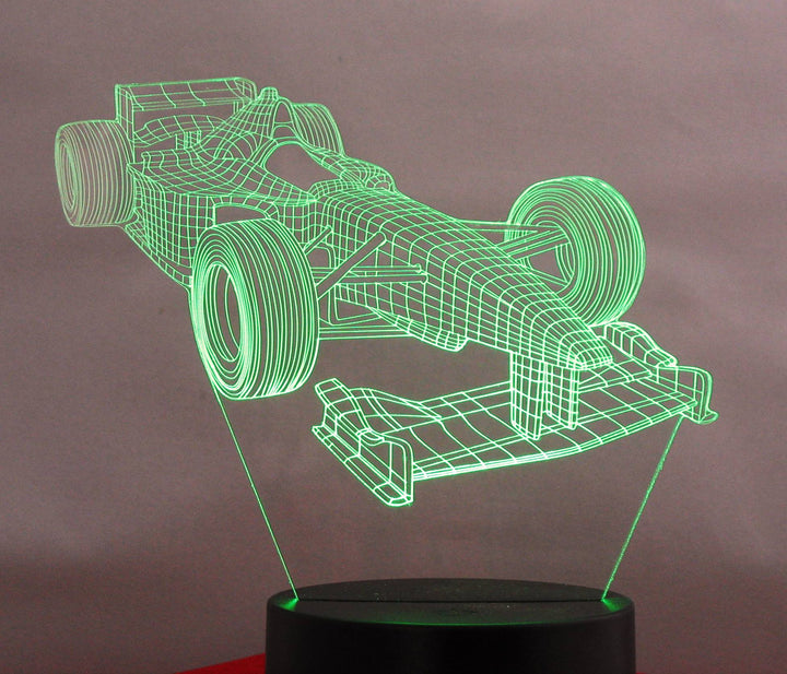 Formula One Race Car 3-D Optical Illusion Multicolored Light