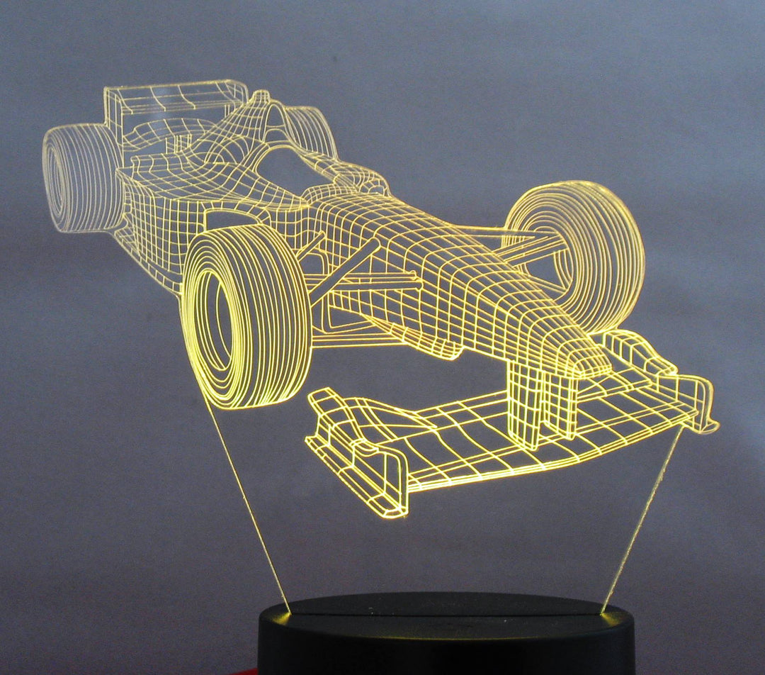 Formula One Race Car 3-D Optical Illusion Multicolored Light