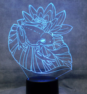 Frog on Lotus Flower 3-D Optical Illusion Multicolored Lamp