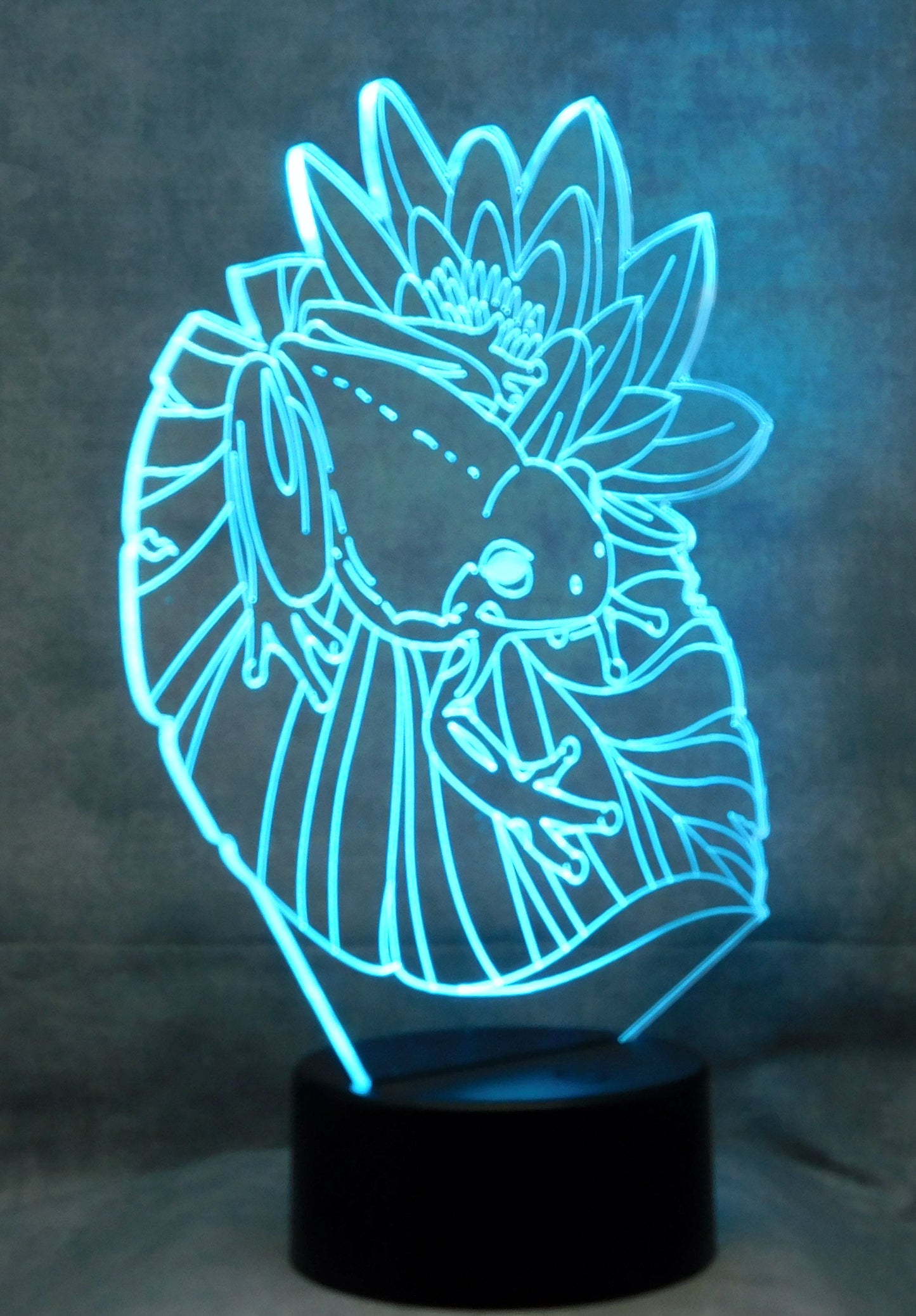 Frog on Lotus Flower 3-D Optical Illusion Multicolored Lamp