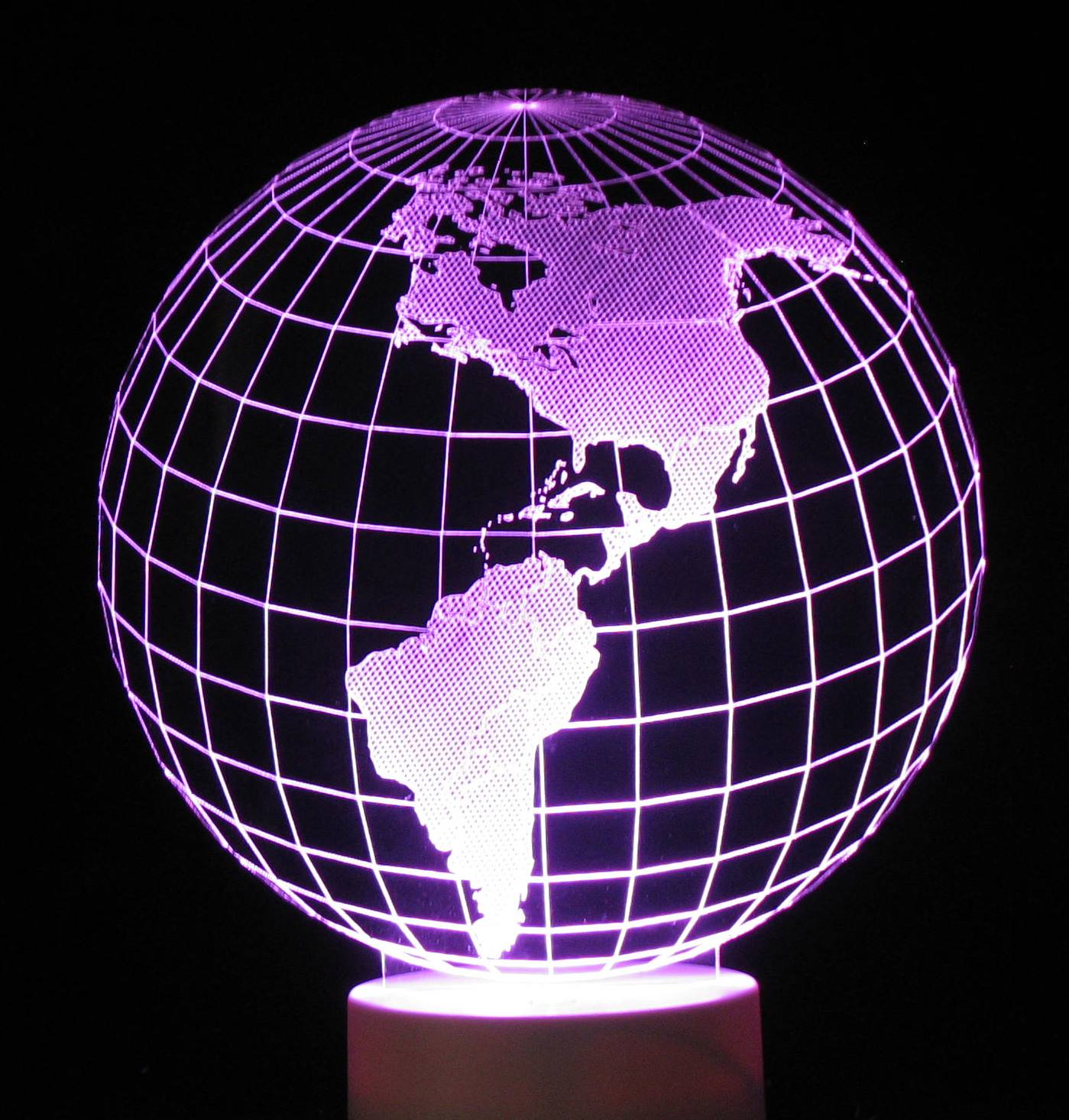 Globe North America 3-D Optical Illusion Multicolored Light