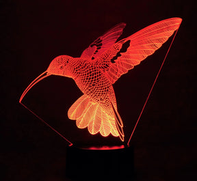 Hummingbird in Flight  3-D Optical Illusion Multicolored Light