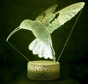 Hummingbird in Flight  3-D Optical Illusion Multicolored Light