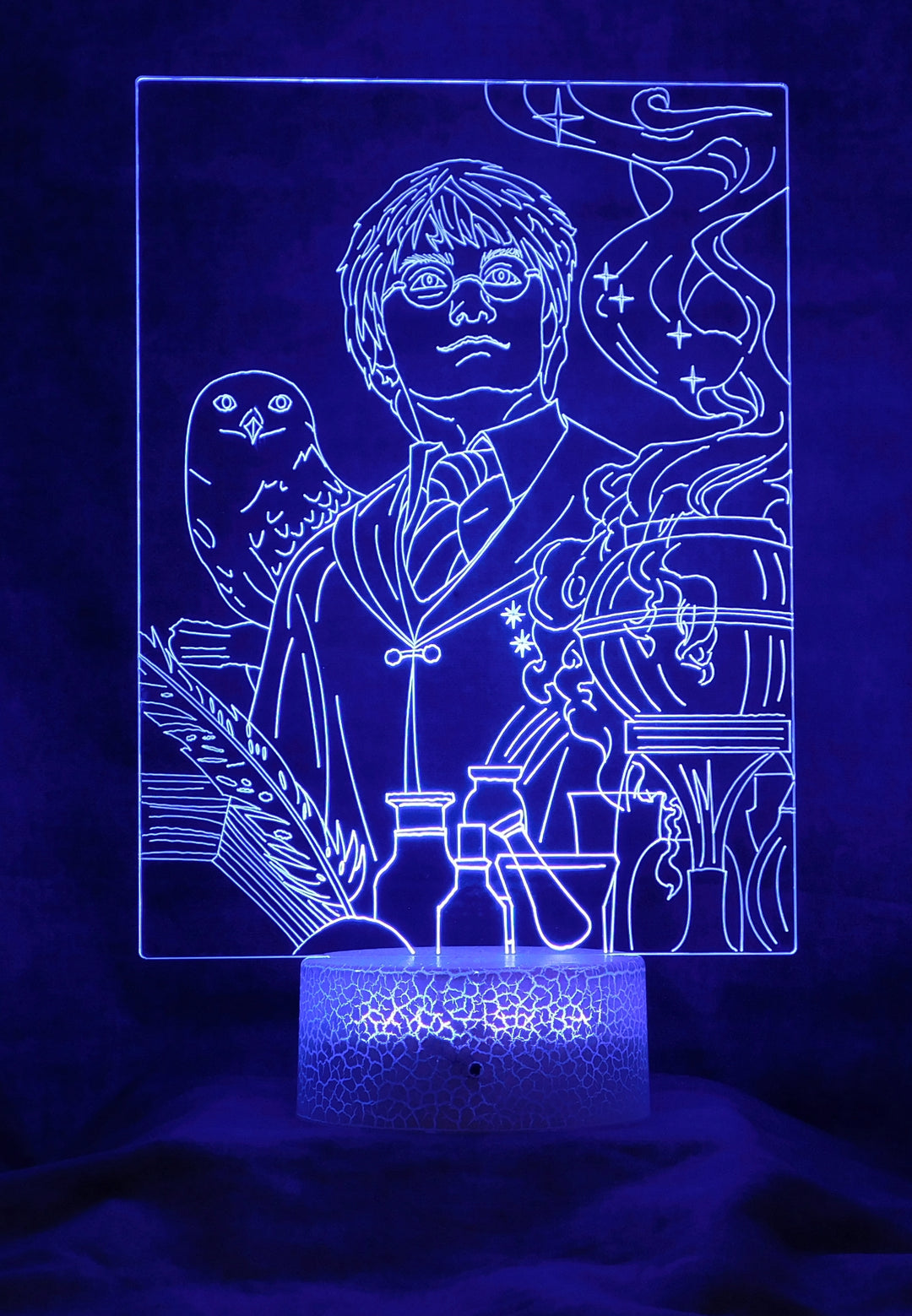Harry Potter with Owl 3-D Optical Illusion Multicolored LED Lamp