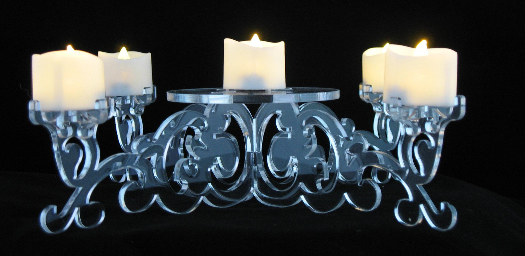 LED Candle Holder with Center Display Clear Acrylic