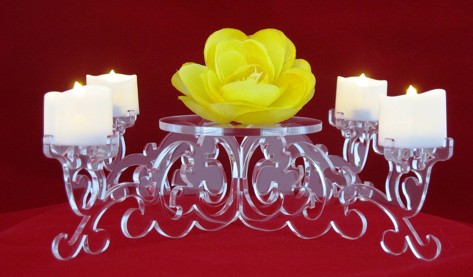 LED Candle Holder with Center Display Clear Acrylic
