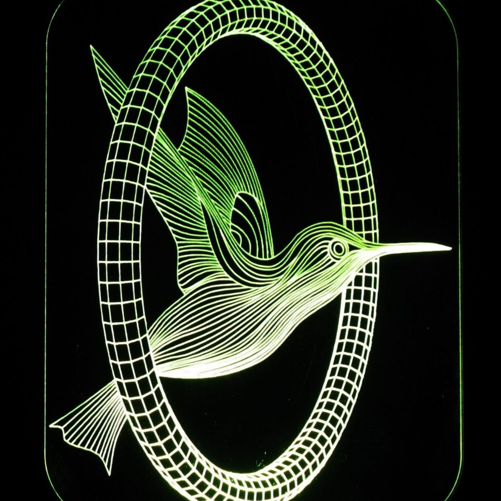 Hummingbird  3-D Optical Illusion Multicolored Light