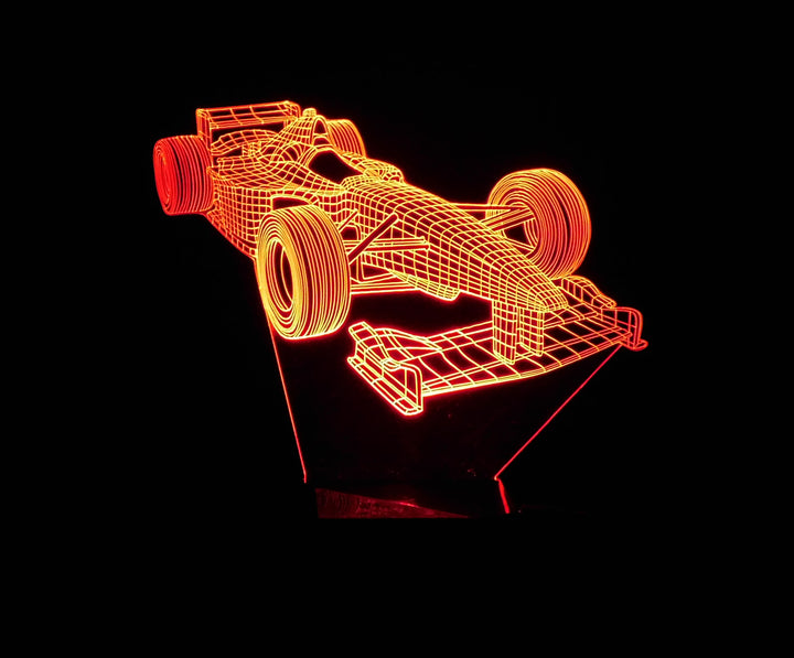 Formula One Race Car 3-D Optical Illusion Multicolored Light