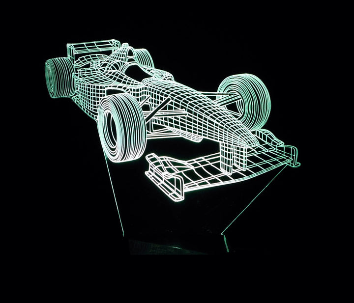 Formula One Race Car 3-D Optical Illusion Multicolored Light